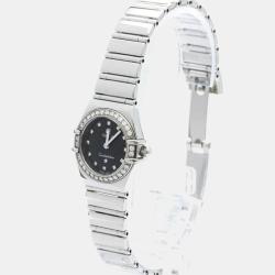 Omega Black Stainless Steel Constellation Quartz Women's Wristwatch 22 mm