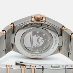 Pre Owned Omega Brown 18K Sedna Gold Stainless Steel Diamond Constellation 131.20.28.60.63.001 Women's Wristwatch 28 mm