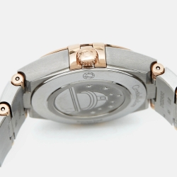 Pre Owned Omega Brown 18K Sedna Gold Stainless Steel Diamond Constellation 131.20.28.60.63.001 Women's Wristwatch 28 mm