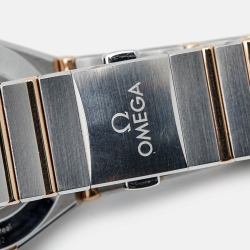 Pre Owned Omega Brown 18K Sedna Gold Stainless Steel Diamond Constellation 131.20.28.60.63.001 Women's Wristwatch 28 mm