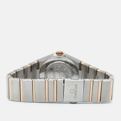 Pre Owned Omega Brown 18K Sedna Gold Stainless Steel Diamond Constellation 131.20.28.60.63.001 Women's Wristwatch 28 mm