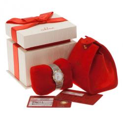 Pre Owned Omega White 18K Yellow Gold & Stainless Steel Constellation Women's Wristwatch 30MM