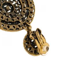 Pre Owned Oscar de la Renta Brown Crystal Clip Earrings