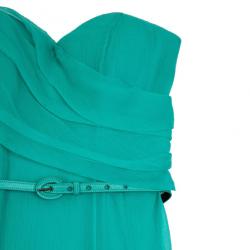 Pre Owned Oscar de la Renta Sweetheart Bodice Ruffled Hem Long Gown L