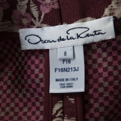 Pre Owned Oscar de la Renta Burgundy Floral Jacquard Skirt Suit M