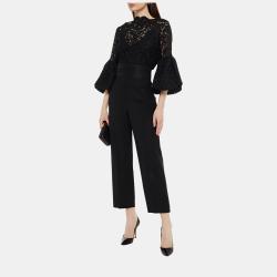 Pre Owned Oscar De La Renta Black Wool Straight Leg Pants M (US 6)