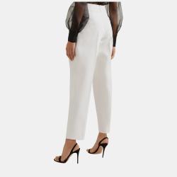 Pre Owned Oscar De La Renta Virgin Wool Straight Leg Pants 6