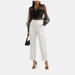 Pre Owned Oscar De La Renta Virgin Wool Straight Leg Pants 6