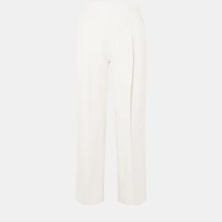 Pre Owned Oscar De La Renta Virgin Wool Straight Leg Pants 6
