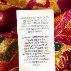 Pre Owned Oscar de la Renta Pink Regal Tapestry Print Satin Pajama Set S