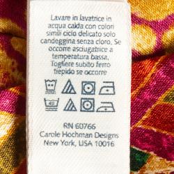 Pre Owned Oscar de la Renta Pink Regal Tapestry Print Satin Pajama Set S