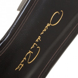 Pre Owned Oscar de la Renta Black Mesh Embellished Flat Slides Size 37