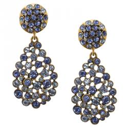 Pre Owned أقراط كلبس أوسكار دي لارينتا دمعة كريستال أزرق