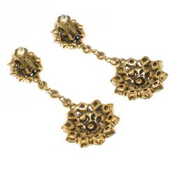 مملوكة مسبقًا أقراط أوسكار دي لا رينتا طويلة بكلبس كريستال خضراء