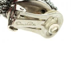 Pre Owned أقراط أوسكار دي لارينتا خرز رصاصي طويلة بكلبس