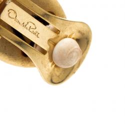 Pre Owned أقراط أوسكار دي لارينتا شراشيب خرز برتقالية بكلبس