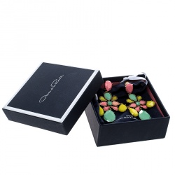 مملوكة مسبقًا أقراط أوسكار دي لا رينتا راتنج بمشبك ذهبي اللون متعددة الألوان