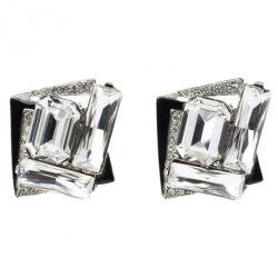 مملوكة مسبقًا Oscar de la Renta Geometric Crystal Clip On Earrings