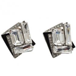 مملوكة مسبقًا Oscar de la Renta Geometric Crystal Clip On Earrings
