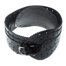 Pre Owned Oscar de la Renta Black Leather Waist Belt 80cm
