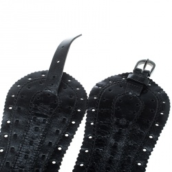 Pre Owned Oscar de la Renta Black Leather Waist Belt 80cm