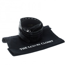 Pre Owned Oscar de la Renta Black Leather Waist Belt 80cm