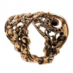 Pre Owned Oscar de la Renta Gold Plated Baroque Scroll Bracelet
