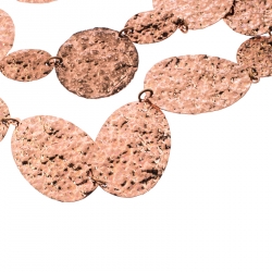 Pre Owned Oscar de la Renta Hammered Rose Gold Tone Motif Chain Link Layered Necklace
