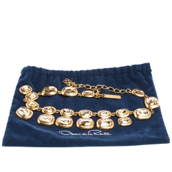 Pre Owned قلادة أوسكار دي لارينتا كريستال مزخرف ذهبي اللون