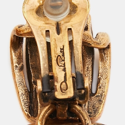 Pre Owned Oscar de la Renta Gold Tone Long Earrings