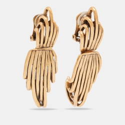 Pre Owned Oscar de la Renta Gold Tone Long Earrings