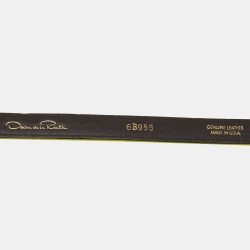 مملوكة مسبقًا Oscar de la Renta Neon Green Fabric Crystal Embellished Belt L