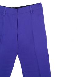 Pre Owned Oscar de la Renta Purple Wool Tapered Trousers S