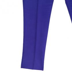 Pre Owned Oscar de la Renta Purple Wool Tapered Trousers S