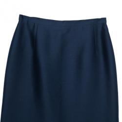 Pre Owned Oscar de la Renta Navy High Waist Skirt M