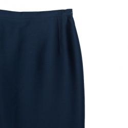 Pre Owned Oscar de la Renta Navy High Waist Skirt M