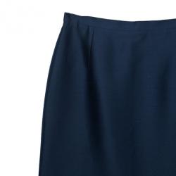 Pre Owned Oscar de la Renta Navy High Waist Skirt M