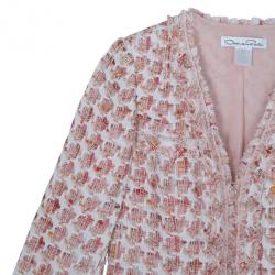 Pre Owned Oscar de la Renta Peach Tweed Skirt Suit M