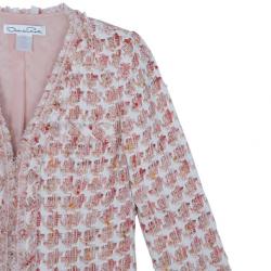 Pre Owned Oscar de la Renta Peach Tweed Skirt Suit M