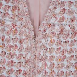 Pre Owned Oscar de la Renta Peach Tweed Skirt Suit M