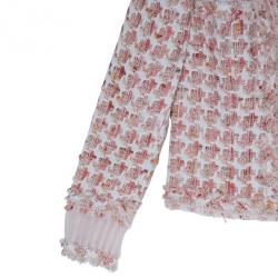 Pre Owned Oscar de la Renta Peach Tweed Skirt Suit M