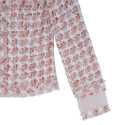 Pre Owned Oscar de la Renta Peach Tweed Skirt Suit M