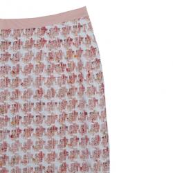 Pre Owned Oscar de la Renta Peach Tweed Skirt Suit M