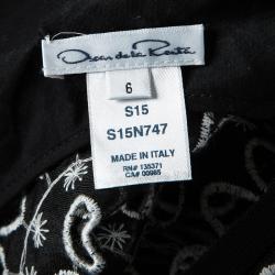 Pre Owned Oscar De La Renta Monochrome Eyelet Embroidered Sleeveless Top M