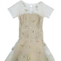 مملوكة مسبقًا Oscar de la Renta Gold Tulle Embroidered Dress L