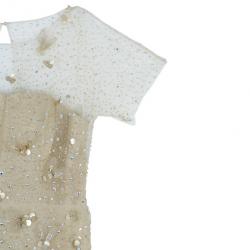 مملوكة مسبقًا Oscar de la Renta Gold Tulle Embroidered Dress L