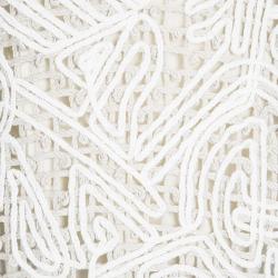 Pre Owned Oscar De La Renta Brown and White Chunky Crochet Knit Long Sleeve Blouse L