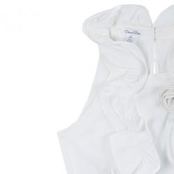 مملوكة مسبقًا Oscar De La Renta White Silk Ruffled Blouse M