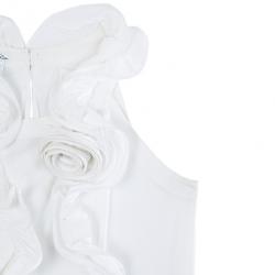 مملوكة مسبقًا Oscar De La Renta White Silk Ruffled Blouse M
