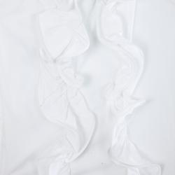 مملوكة مسبقًا Oscar De La Renta White Silk Ruffled Blouse M